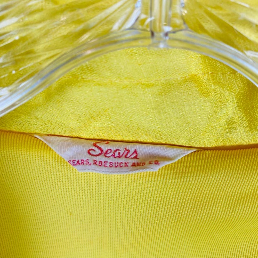 SEARS Yellow Quilted Housecoat Robe M VINTAGE - Picture 3 of 10
